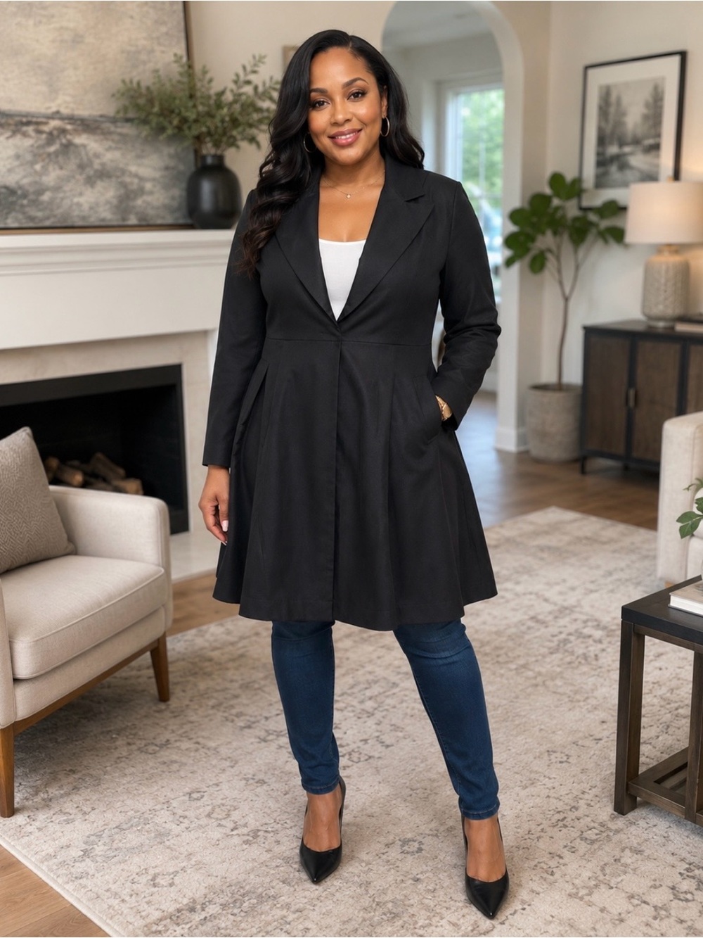 Pretty Good Black Fit-and-Flare Hi-Low Blazer
